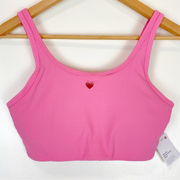 lululemon athletica Other - Lululemon Heart Nulu Ribbed Scoopneck Bra B/C Candy Cloud Pink Size S Pilates